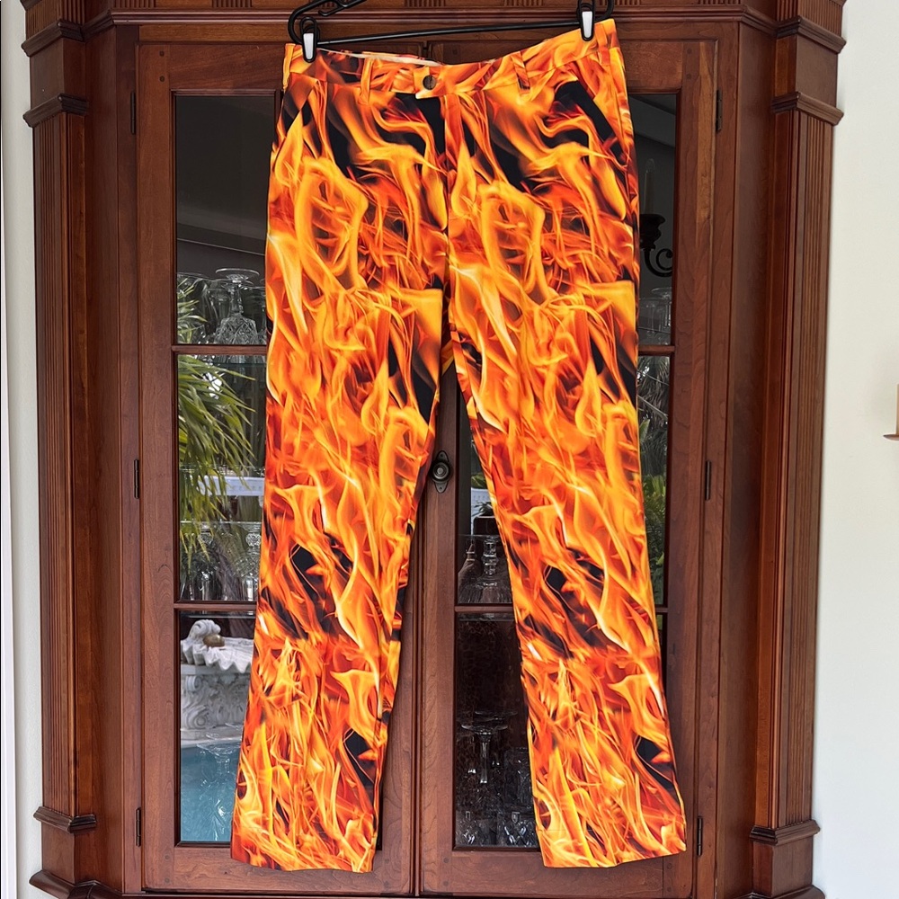 Vibrant Flame Pattern Men's Pants
